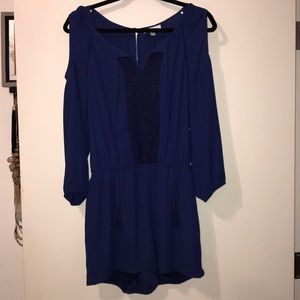 Blue Romper With Cut Out Shoulders